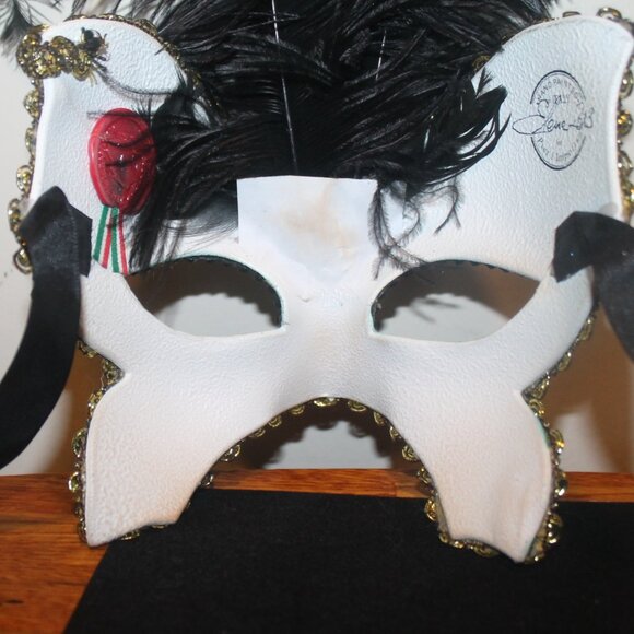 New La Maschera del Galeone Hand Made in Italy Feathered Mask w Certificate - Picture 6 of 10